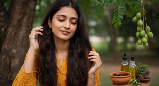 בחורה עם שער משי