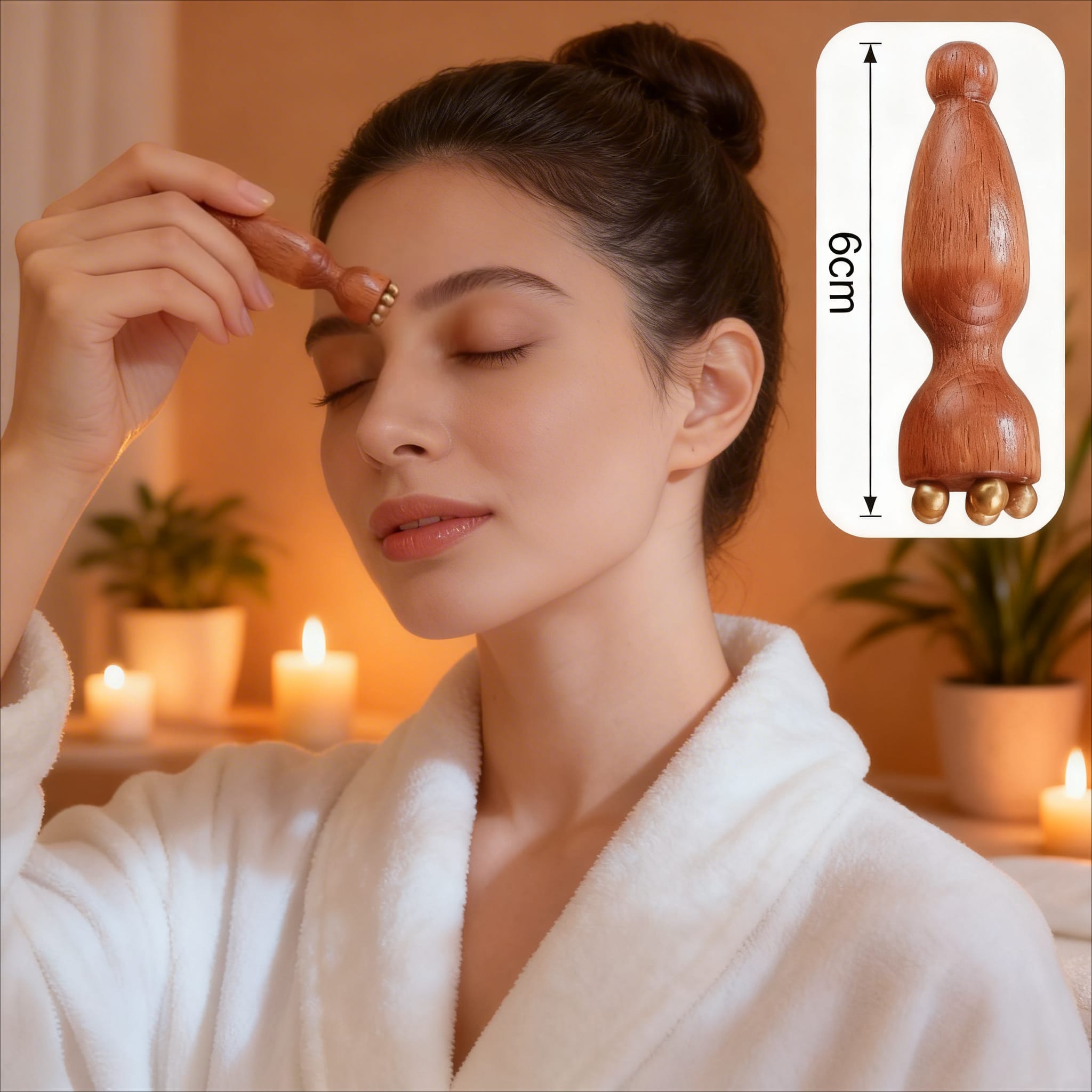 אישה משתמשת באביזר לעיסוי עניים